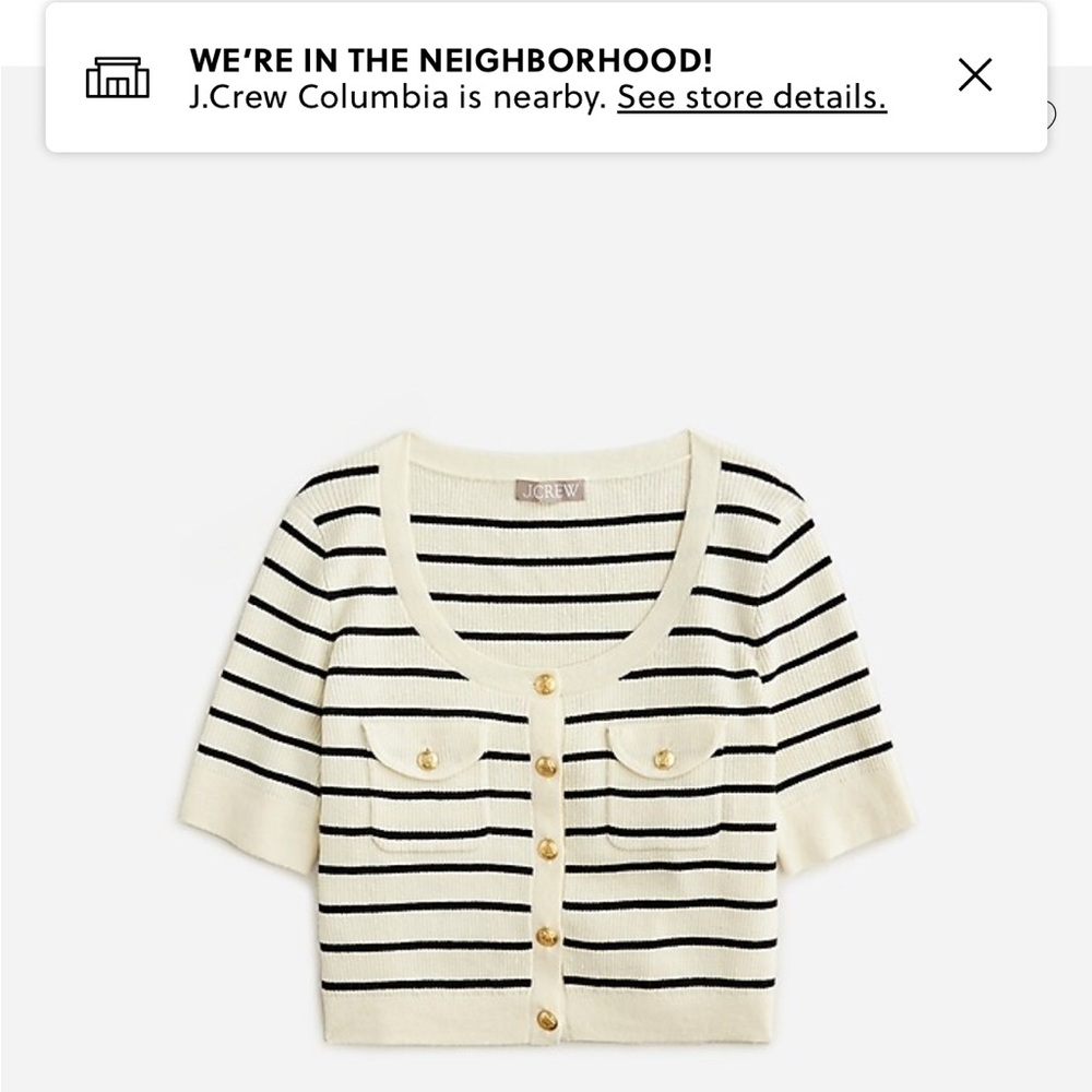 J.Crew Button-up sweater-tee in stripe with wool and linen